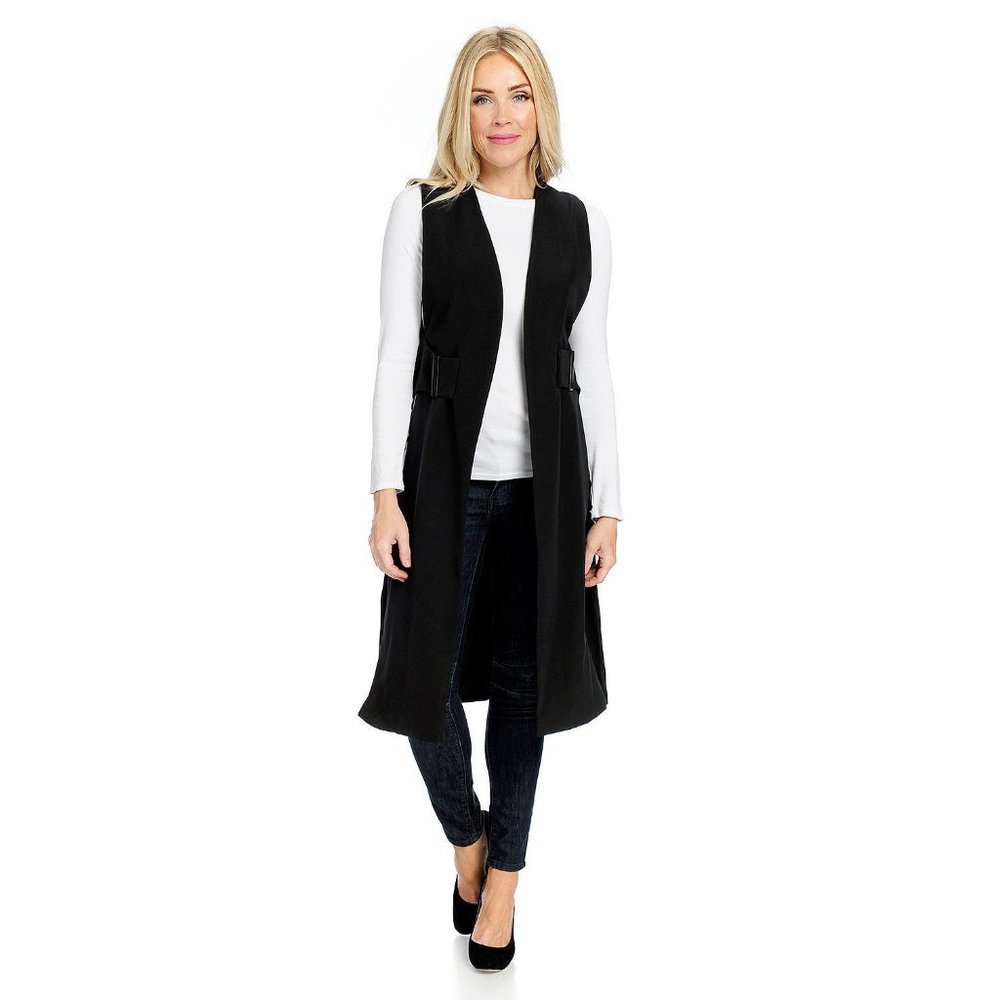 Black Open Silky Stretch Knit Vest